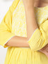 Yellow Pure Cotton Yoke Embroidered A-line Kurta