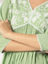 Light Green Pure Cotton Yoke Embroidered A-line Kurta