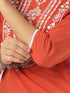 Rust Pure Cotton Yoke Embroidered Straight Kurta