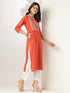 Rust Pure Cotton Yoke Embroidered Straight Kurta
