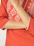 Rust Pure Cotton Yoke Embroidered Straight Kurta