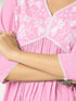 Light Pink Pure Cotton Yoke Embroidered A-line Kurta