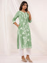 Janasya Women's Light Green Pure Cotton Embroidered Straight Kurta