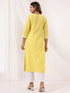 Janasya Women's Yellow Pure Cotton Embroidered Straight Kurta