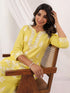 Janasya Women's Yellow Pure Cotton Embroidered Straight Kurta