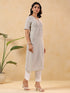 Janasya Women's Off White Cotton Striped Straight Kurta