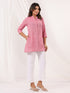 Janasya Women's Pink Cotton Solid Straight Short Kurti
