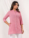 Janasya Women's Pink Cotton Solid Straight Short Kurti