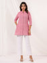 Janasya Women's Pink Cotton Solid Straight Short Kurti