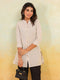 Janasya Women's Beige Cotton Striped Straight Short Kurti