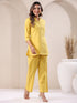 Yellow Cotton Solid Straight Pant