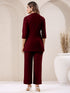 Maroon Cotton Blend Solid Straight Pant