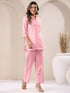 Pink Cotton Solid Straight Pant