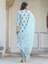 Blue Pure Cotton Floral Printed Straight Kurta Set
