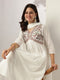 White Dobby Pure Cotton Embroidered A-line Kurta Set