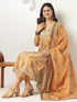 Mustard Silk Blend Floral Printed Straight Kurta Set