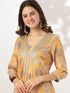 Mustard Silk Blend Floral Printed Straight Kurta Set