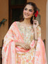 Cream Pure Cotton Floral Printed Yoke Embroidered A-line Kurta Set