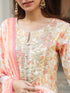 Cream Pure Cotton Floral Printed Yoke Embroidered A-line Kurta Set
