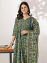 Sea Green Pure Cotton Floral Printed A-line Kurta Set