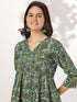 Sea Green Pure Cotton Floral Printed A-line Kurta Set