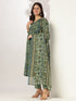 Sea Green Pure Cotton Floral Printed A-line Kurta Set