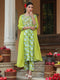 Lime Green Pure Cotton Floral Printed Yoke Design A-line Kurta Set