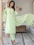 Light Green Cotton Embellished Straight Kurta Set