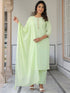 Light Green Cotton Embellished Straight Kurta Set
