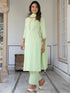 Light Green Cotton Embellished Straight Kurta Set