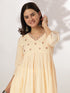 Cream Pure Cotton Yoke Embroidered A-line Kurta Set