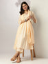 Cream Pure Cotton Yoke Embroidered A-line Kurta Set