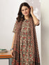 Brown Pure Cotton Floral Printed A-line Kurta Set