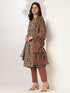 Brown Pure Cotton Floral Printed A-line Kurta Set