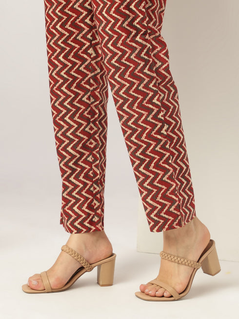 Brown Pure Cotton Floral Printed A-line Kurta Set