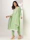 Janasya Women's Light Green Pure Cotton Embroidered Straight Kurta Set