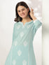 Light Blue Pure Cotton Embroidered Straight Kurta Set