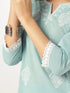 Light Blue Pure Cotton Embroidered Straight Kurta Set