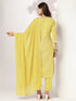 Janasya Women's Yellow Pure Cotton Embroidered Straight Kurta Set