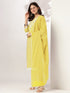 Janasya Women's Yellow Pure Cotton Embroidered Straight Kurta Set