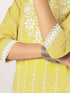Janasya Women's Yellow Pure Cotton Embroidered Straight Kurta Set