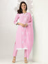 Light Pink Pure Cotton Embroidered Straight Kurta Set
