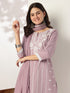 Light Purple Pure Cotton Embroidered Straight Kurta Set