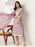 Light Purple Pure Cotton Embroidered Straight Kurta Set