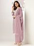 Light Purple Pure Cotton Embroidered Straight Kurta Set