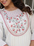 Janasya Women's Off White Pure Cotton Yoke Embroidered A-line Kurta Set