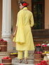 Janasya Women's Yellow Pure Cotton Embroidered A-line Kurta Set