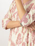 Cream & Pink Pure Cotton Floral Printed A-line Kurta Set