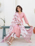 Light Pink Pure Cotton Floral Printed A-line Kurta Set