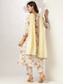Off White Pure Cotton Floral Printed Yoke Embroidered Anarkali Kurta Set